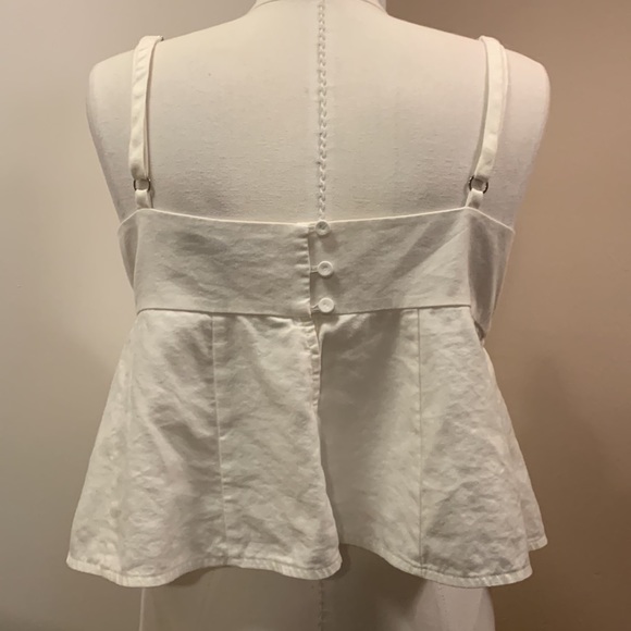 BCBGMAXAZRIA Meaghan Cropped Peplum Top White Large - Picture 6 of 11